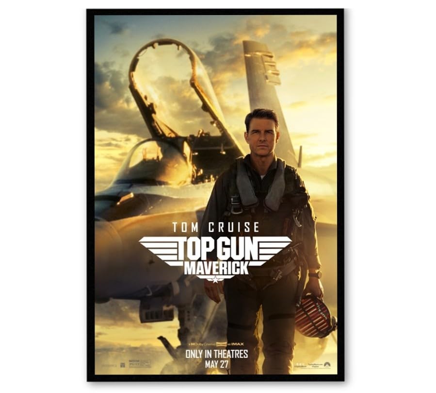 Amazon.co.jp: 【フレーム付-黒-】 映画ポスター トップガン